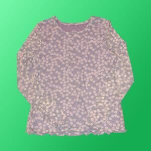 Girls Mesh Long Sleeve Purple Flower Top Size XL 14/16